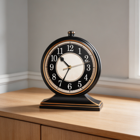 Black 10-Inch Silent Non-Ticking Vintage Desk Clock