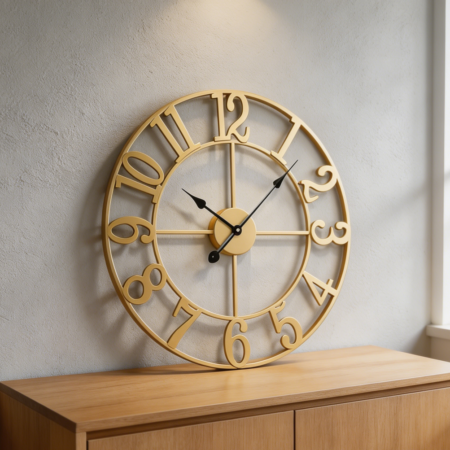 24-Inch Gold Modern Silent Non-Ticking Wall Clock