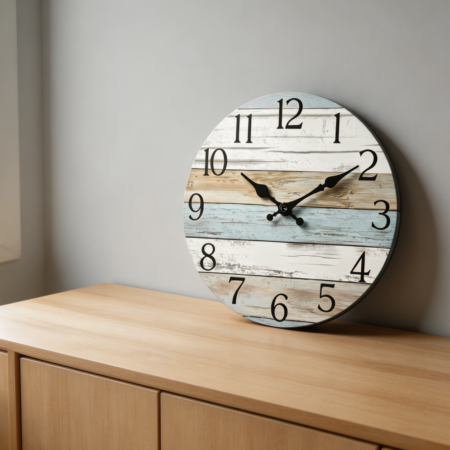 8-Inch Rustic Wood Silent Non-Ticking Wall Clock