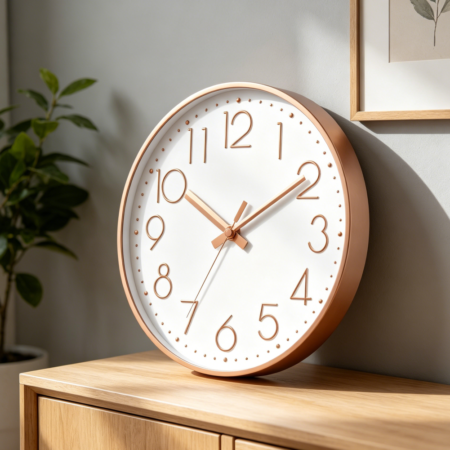 8-Inch Rose Gold 3D Silent Non-Ticking Wall Clock